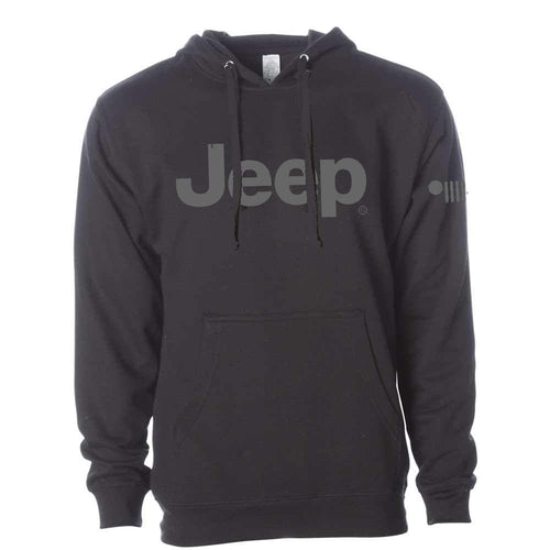 Detroit Shirt Company Mens Jeep® Text Hoodie Hooded Sweatshirt with front pouch (XXXL) Black