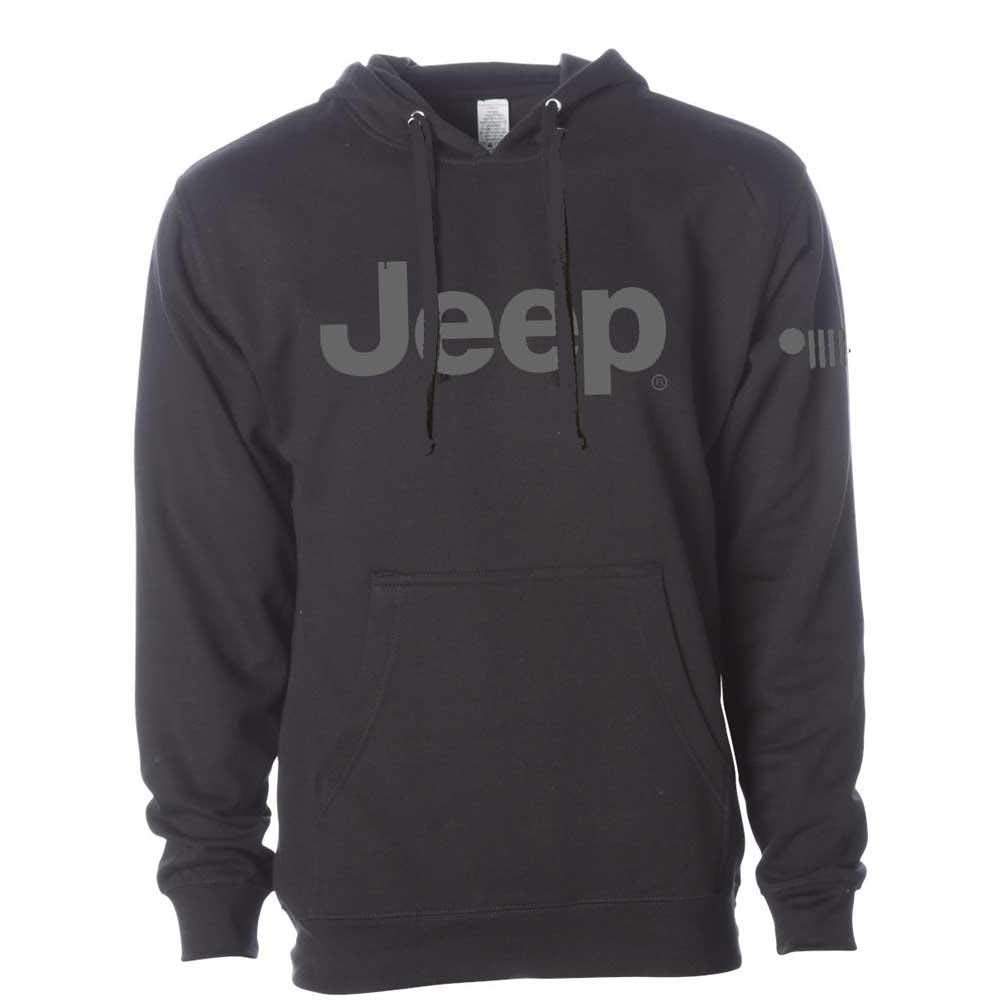 Detroit Shirt Company Mens Jeep® Text Hoodie Hooded Sweatshirt with front pouch (XXXL) Black
