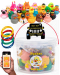 Rubber Ducks Jeep Ducking - 76 Piece kit Including Ducker Bucket Jeep Ducking Cards & Rubber Bands Plus Official Duck Duck Jeep Mobile App